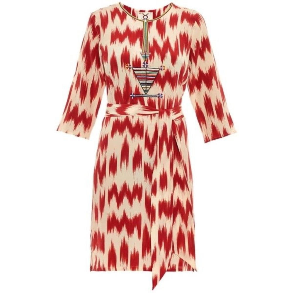 Figue Julia Ikat Print Dress with beaded details — size S/M